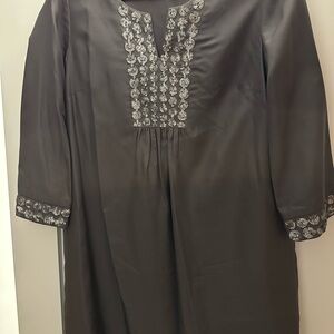 Coppery Silk Tunic with Silver Embroidery from Boden